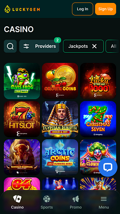 Jackpot mobile du casino Luckygem