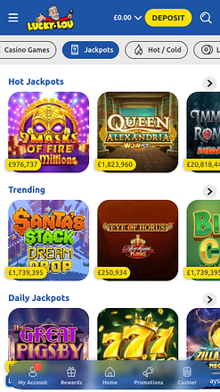 Jackpot mobile du casino LuckyLouis