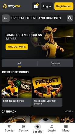 Page mobile des promotions du casino LuckyPari