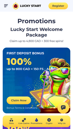 Promotions mobiles du casino Luckystart