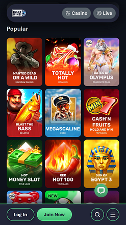 Juegos móviles del casino Luckywins