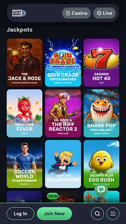 Jackpot móvil del casino Luckywins