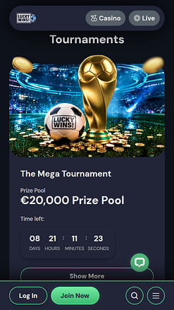 Torneos móviles del casino Luckywins
