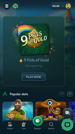 Página de inicio móvil de Luckzie Casino