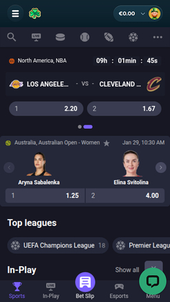 Deportes móviles de Luckzie Casino