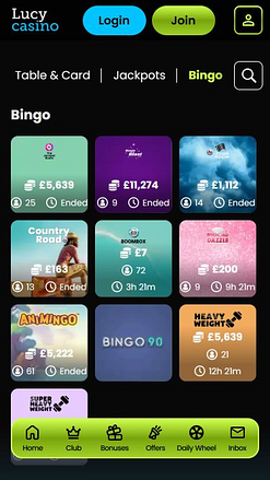 Bingo de Lucy Casino pour Mobile