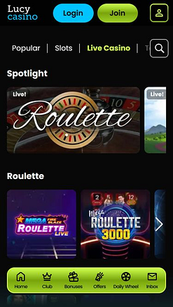 Casino en Direct de Lucy Casino pour Mobile