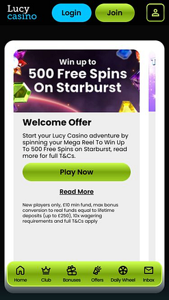 Promotions mobiles de Lucy Casino