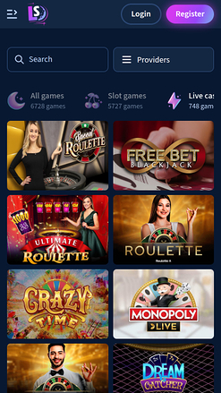 Casino mobile LunarSpins avec croupier en direct