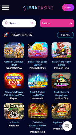 Jeux mobiles de Lyra Casino