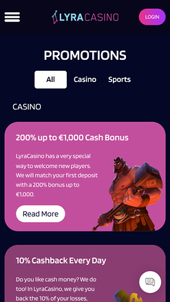 Promotions mobiles du casino Lyra