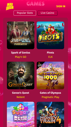 Мобильные игры казино Mad Rush