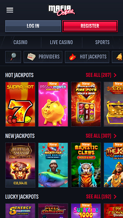 Jackpot mobile du casino Mafia