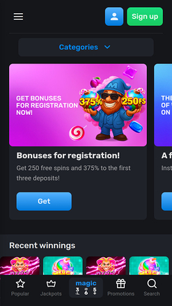 Magic365 Casino Homepage Mobile