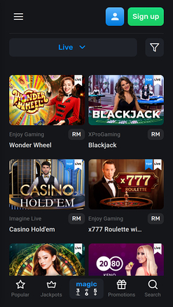 Magic365 Casino Live Dealer Mobile