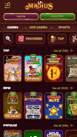 Jeux mobiles de Magius Casino