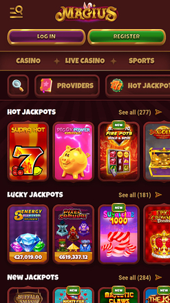Jackpot mobile du casino Magius