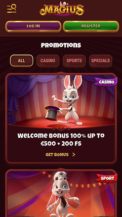 Promotions mobiles du casino Magius