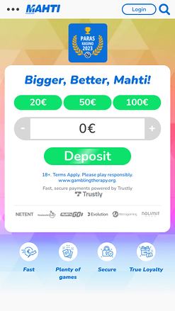 Mahti Casino Mobile Homepage