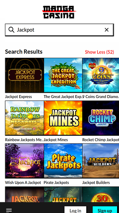 Jackpot du casino mobile Manga