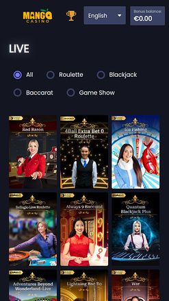Mango Casino Mobile Croupier dal vivo