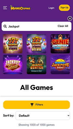 Jackpot mobile du casino Mango Spins