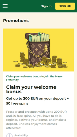 Mason Slots Casino Mobile-Aktionen