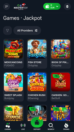 Jackpot du casino mobile Masterplay