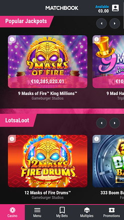 Jackpot mobile du casino Matchbook