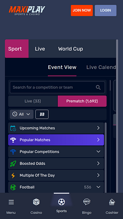 Maxiplay Casino Sports mobiles