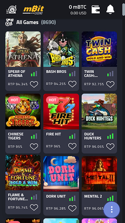mBit Casino Mobile Games