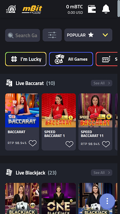 mBit Casino Mobile Live dealer