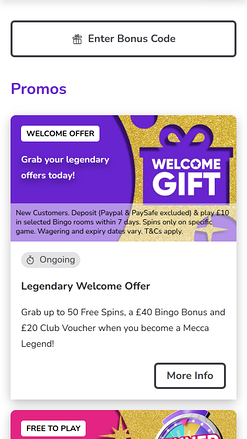 Mecca Bingo Casino Mobile Promotions