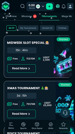 Tournois mobiles de Mega Dice Casino