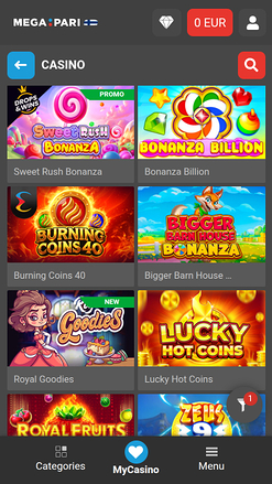 Megapari Casino Mobile Games