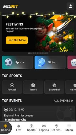 Melbet Casino Mobile Homepage