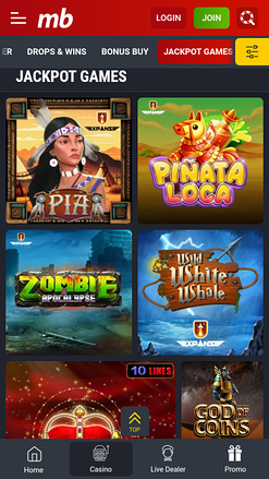 Jackpot mobile du casino Meridian Bet