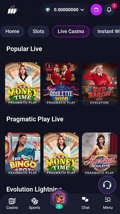 Metaspins Casino Mobile Live dealer