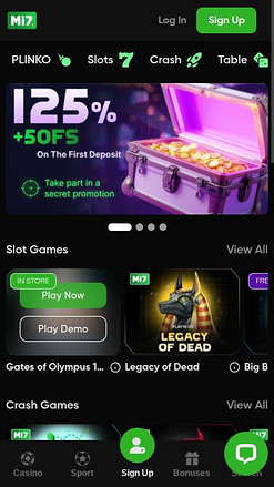 Page d'accueil du casino Mi7