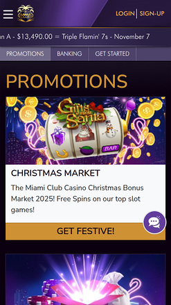Promotions mobiles du Miami Club Casino