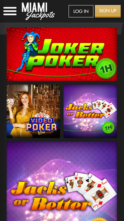 Video poker mobile del casinò Miami Jackpots