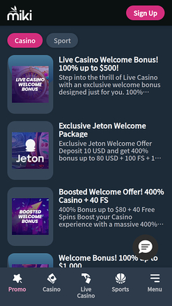 Miki Casino Promotions