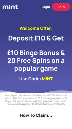 Mint Bingo Casino Mobile-Aktionen