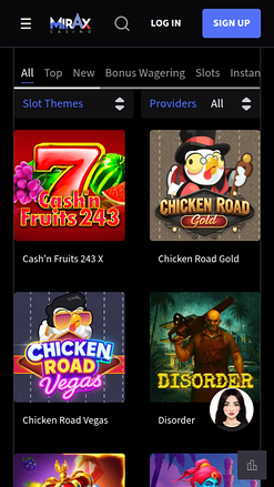 Jeux mobiles de casino Mirax