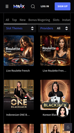 Mirax Casino Mobile avec croupier en direct