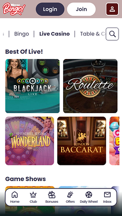 Mirror Bingo Casino Mobile Live Dealer