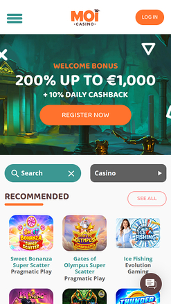 Page d'accueil mobile de Moi Casino