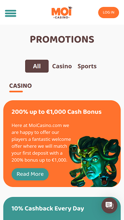 Promotions mobiles de Moi Casino