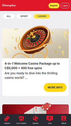 MonoPlay Casino-Aktionen für Mobilgeräte