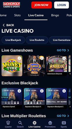 Monopoly Casino Mobile Live Dealer